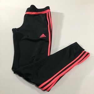 Adidas Girl’s Black Track Pants with Coral Stripes Size Small